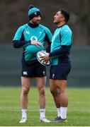 20 February 2019; Rob Kearney, left, and Bundee Aki during Ireland Rugby squad training at Carton House in Maynooth, Kildare. Photo by Brendan Moran/Sportsfile