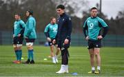 20 February 2019; Joey Carbery, left, and John Cooney during Ireland Rugby squad training at Carton House in Maynooth, Kildare. Photo by Brendan Moran/Sportsfile