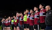 20 February 2019; St Mary's players stand for Amhrán na bhFiann before the Electric Ireland HE GAA Sigerson Cup Final match between St Mary's University College Belfast and University College Cork at O'Moore Park in Portlaoise, Laois. Photo by Piaras Ó Mídheach/Sportsfile