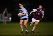 20 February 2019; Lucy McCartan of UCD in action against Laura Corcoran of NUI Galway during the O’Connor Cup Round 2 match between University College Dublin and National University of Ireland Galway at Billings Park in Belfield, UCD, Dublin. Photo by Stephen McCarthy/Sportsfile