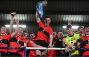 20 February 2019; UCC captain Cian Kiely lifts the cup after the Electric Ireland HE GAA Sigerson Cup Final match between St Mary's University College Belfast and University College Cork at O'Moore Park in Portlaoise, Laois. Photo by Piaras Ó Mídheach/Sportsfile