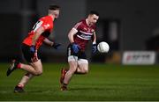 20 February 2019; Niall Toner of St Mary's in action against Kevin Flahive of UCC during the Electric Ireland HE GAA Sigerson Cup Final match between St Mary's University College Belfast and University College Cork at O'Moore Park in Portlaoise, Laois. Photo by Piaras Ó Mídheach/Sportsfile