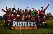 21 February 2019; University of Limerick players celebrate with the trophy following the RUSTLERS IUFU Harding Cup Final match between University College Cork and University of Limerick at the UCD Bowl in Dublin. Photo by Harry Murphy/Sportsfile