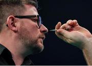21 February 2019; James Wade during his Premier League Darts Night Three match against Gerwyn Price at the 3Arena in Dublin. Photo by Seb Daly/Sportsfile