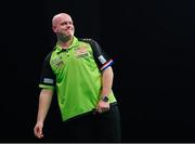 21 February 2019; Michael van Gerwen celebrates after winning his Premier League Darts Night Three match against Rob Cross, at the 3Arena in Dublin. Photo by Seb Daly/Sportsfile