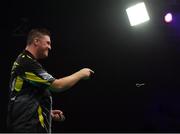 21 February 2019; Daryl Gurney celebrates following his Premier League Darts Night Three match against Michael Smith at the 3Arena in Dublin Photo by Seb Daly/Sportsfile