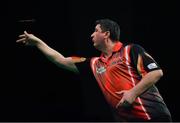 21 February 2019; Mensur Suljovic during his Premier League Darts Night Three match against Raymond van Barneveld at the 3Arena in Dublin. Photo by Seb Daly/Sportsfile