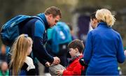 22 February 2019; Sean Cronin signs autographs for young fans on arrival at Ireland Rugby squad training at Carton House in Maynooth, Kildare. Photo by Brendan Moran/Sportsfile