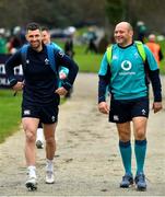 22 February 2019; Rob Kearney, and Rory Best arrive for Ireland Rugby squad training at Carton House in Maynooth, Kildare. Photo by Brendan Moran/Sportsfile