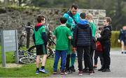22 February 2019; Cian Healy signs autographs young fans on arrival at Ireland Rugby squad training at Carton House in Maynooth, Kildare. Photo by Brendan Moran/Sportsfile