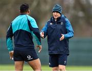 22 February 2019; Ireland head coach Joe Schmidt with Bundee Aki during Ireland Rugby squad training at Carton House in Maynooth, Kildare. Photo by Matt Browne/Sportsfile