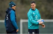 22 February 2019; Jonathan Sexton, right, with head coach Joe Schmidt during Ireland Rugby squad training at Carton House in Maynooth, Kildare. Photo by Brendan Moran/Sportsfile