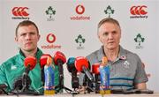 22 February 2019; Ireland head coach Joe Schmidt with Keith Earls during Ireland Rugby press conference at Carton House in Maynooth, Kildare. Photo by Matt Browne/Sportsfile