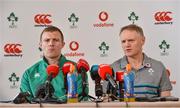 22 February 2019; Keith Earls with head coach Joe Schmidt during an Ireland Rugby press conference at Carton House in Maynooth, Kildare. Photo by Matt Browne/Sportsfile