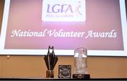 22 February 2019; The awards for, from left, Hall of Fame, Schools Coach of the Year and Volunteer of the Year ahead of the 2018 LGFA Volunteer of the Year Awards at Croke Park in Dublin. Photo by Sam Barnes/Sportsfile