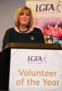 22 February 2019; Marie Hickey, LGFA President, speaking during the 2018 LGFA Volunteer of the Year Awards at Croke Park in Dublin. Photo by Sam Barnes/Sportsfile