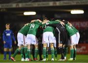 22 February 2019; Cork City players huddle ahead of the SSE Airtricity League Premier Division match between Cork City and Waterford at Turners Cross in Cork. Photo by Eóin Noonan/Sportsfile
