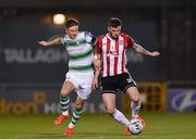 22 February 2019; Patrick McClean of Derry City in action against Ronan Finn of Shamrock Rovers during the SSE Airtricity League Premier Division match between Shamrock Rovers and Derry City at Tallaght Stadium in Dublin. Photo by Seb Daly/Sportsfile