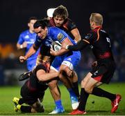 22 February 2019; James Lowe of Leinster is tackled by Martinus Burger, left, Stephan Greeff, centre, and Sarel Pretorius of Southern Kings during the Guinness PRO14 Round 16 match between Leinster and Southern Kings at the RDS Arena in Dublin. Photo by Ramsey Cardy/Sportsfile