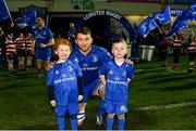 22 February 2019; Leinster captain Ross Molony with matchday mascots 5 year old Sorcha Hartnett, from Rathmines, Dublin, and 8 year old Sam Nolan, from Tinahely, Co. Wicklow, ahead of the Guinness PRO14 Round 16 match between Leinster and Southern Kings at the RDS Arena in Dublin. Photo by Ramsey Cardy/Sportsfile