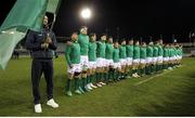 22 February 2019; The Ireland team stand for the national anthem prior to the U20 Six Nations Rugby Championship match between Italy and Ireland at Stadio Centro d'Italia in Rieti, Italy. Photo by Daniele Resini/Sportsfile