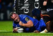 22 February 2019; Ed Byrne of Leinster celebrates after scoring his side's second try during the Guinness PRO14 Round 16 match between Leinster and Southern Kings at the RDS Arena in Dublin. Photo by Ramsey Cardy/Sportsfile
