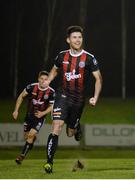 22 February 2019; Dinny Corcoran of Bohemians celebrates after scoring his side's second goal during the SSE Airtricity League Premier Division match between UCD and Bohemians at the UCD Bowl in Dublin. Photo by Harry Murphy/Sportsfile