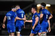 22 February 2019; Ed Byrne of Leinster is congratulated by team-mate Fergus McFadden after scoring his side's second try during the Guinness PRO14 Round 16 match between Leinster and Southern Kings at the RDS Arena in Dublin. Photo by David Fitzgerald/Sportsfile