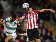 22 February 2019; Josh Kerr of Derry City in action against Roberto Lopes of Shamrock Rovers during the SSE Airtricity League Premier Division match between Shamrock Rovers and Derry City at Tallaght Stadium in Dublin. Photo by Seb Daly/Sportsfile