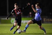 22 February 2019; Luke Wade-Slater of Bohemians in action against Mark Dignam of UCD during the SSE Airtricity League Premier Division match between UCD and Bohemians at the UCD Bowl in Dublin. Photo by Harry Murphy/Sportsfile