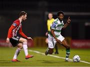 22 February 2019; Daniel Carr of Shamrock Rovers in action against Jamie McDonagh of Derry City during the SSE Airtricity League Premier Division match between Shamrock Rovers and Derry City at Tallaght Stadium in Dublin. Photo by Seb Daly/Sportsfile