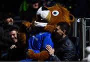 22 February 2019; Leinster mascot Leo the Lion celebrates his side's seventh try with supporters during the Guinness PRO14 Round 16 match between Leinster and Southern Kings at the RDS Arena in Dublin. Photo by David Fitzgerald/Sportsfile