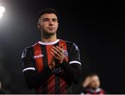 22 February 2019; Daniel Mandroiu of Bohemians applauds fanas following the SSE Airtricity League Premier Division match between UCD and Bohemians at the UCD Bowl in Dublin. Photo by Harry Murphy/Sportsfile