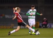 22 February 2019; Trevor Clarke of Shamrock Rovers in action against Ciaron Harkin of Derry City during the SSE Airtricity League Premier Division match between Shamrock Rovers and Derry City at Tallaght Stadium in Dublin. Photo by Seb Daly/Sportsfile