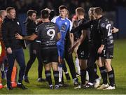 22 February 2019; Players and officials from Finn Harps and Dundalk clash following the SSE Airtricity League Premier Division match between Finn Harps and Dundalk at Finn Park in Ballybofey, Donegal. Photo by Stephen McCarthy/Sportsfile
