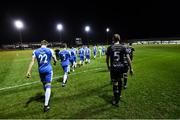 22 February 2019; Finn Harps and Dundalk players make their way onto the pitch prior to the SSE Airtricity League Premier Division match between Finn Harps and Dundalk at Finn Park in Ballybofey, Donegal. Photo by Stephen McCarthy/Sportsfile