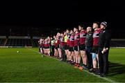 20 February 2019; St Mary's players stand for Amhrán na bhFiann before the Electric Ireland HE GAA Sigerson Cup Final match between St Mary's University College Belfast and University College Cork at O'Moore Park in Portlaoise, Laois. Photo by Piaras Ó Mídheach/Sportsfile