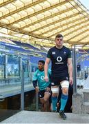 23 February 2019; Jordi Murphy arrives for the Ireland Rugby Captain's Run at the Stadio Olimpico in Rome, Italy. Photo by Brendan Moran/Sportsfile