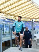23 February 2019; Bundee Aki arrives for the Ireland Rugby Captain's Run at the Stadio Olimpico in Rome, Italy. Photo by Brendan Moran/Sportsfile