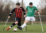 23 February 2019; James Boyle of Bohemians in action against Dave Saunders of Cork City during the National Amputee League match between Bohemians and Cork City at the Ballymun United FC Complex in Dublin. Photo by Harry Murphy/Sportsfile
