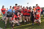 23 February 2019; University College Cork players celebrate after the Electric Ireland HE GAA Fitzgibbon Cup Final match between Mary Immaculate College and University College Cork at Waterford IT in Waterford. Photo by Matt Browne/Sportsfile