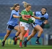 23 February 2019; Fiona Doherty of Mayo races past Martha Byrne, left, and Olwen Carey of Dublin on her way to scoring her side's third goal, in the 20th minute, during the Lidl Ladies NFL Division 1 Round 3 match between Dublin and Mayo at Croke Park in Dublin. Photo by Ray McManus/Sportsfile