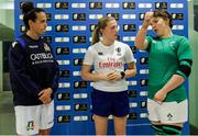 23 February 2019; Ciara Griffin of Ireland, right, and Ilaria Arrighetti of Italy, left, during the coin-toss prior to the Women's Six Nations Rugby Championship match between Italy and Ireland at Viale Piacenza in Parma, Italy. Photo by Roberto Bregani/Sportsfile