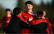 23 February 2019; Ryan Kelly of Midlands SL celebrates after scoring his side's second goal with team-mates during the U13 SFAI SUBWAY Plate National Final match between Midlands SL and South Tipperary at Mullingar Athletic FC in Gainestown, Mullingar, Co. Westmeath. Photo by David Fitzgerald/Sportsfile