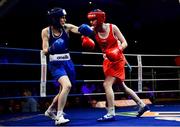23 February 2019; Chloe Fleck, right, in action against Donna Barr during their 48kg bout at the 2019 National Elite Men’s & Women’s Boxing Championships Finals at the National Stadium in Dublin. Photo by Sam Barnes/Sportsfile