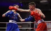 23 February 2019; Regan Buckley, right, in action against Sean Mari during their 49kg bout at the 2019 National Elite Men’s & Women’s Boxing Championships Finals at the National Stadium in Dublin. Photo by Sam Barnes/Sportsfile