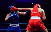 23 February 2019; Cheyanne O'Neill, left, in action against Aoife O'Rourke during their 75kg bout at the 2019 National Elite Men’s & Women’s Boxing Championships Finalss at the National Stadium in Dublin. Photo by Sam Barnes/Sportsfile