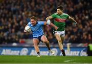 23 February 2019; Ciarán Kilkenny of Dublin in action against Ger Cafferkey of Mayo during the Allianz Football League Division 1 Round 4 match between Dublin and Mayo at Croke Park in Dublin. Photo by Daire Brennan/Sportsfile