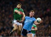 23 February 2019; Ciarán Kilkenny of Dublin in action against Chris Barrett of Mayo during the Allianz Football League Division 1 Round 4 match between Dublin and Mayo at Croke Park in Dublin. Photo by Daire Brennan/Sportsfile