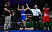 23 February 2019; Patryk Adamus, left, celebrates after being announced as winner against Christian Cekiso following their 57kg bout at the 2019 National Elite Men’s & Women’s Boxing Championships Finals at the National Stadium in Dublin. Photo by Sam Barnes/Sportsfile